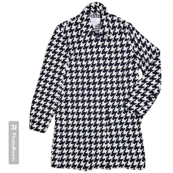 Diane's Essentials Houndstooth Button Front Trench Coat - S - Picture 2 of 9